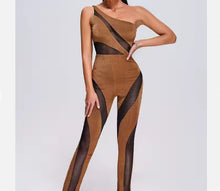 Load image into Gallery viewer, Brown mesh jumpsuit
