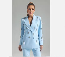 Load image into Gallery viewer, Blue feather pants set
