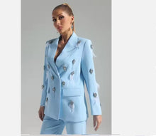 Load image into Gallery viewer, Blue feather pants set

