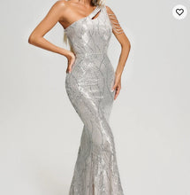 Load image into Gallery viewer, One shoulder cut out sequin maxi dress
